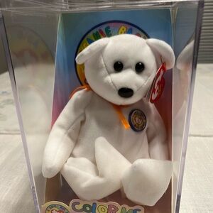 Two Ty Beanie Babies White Plush Bear